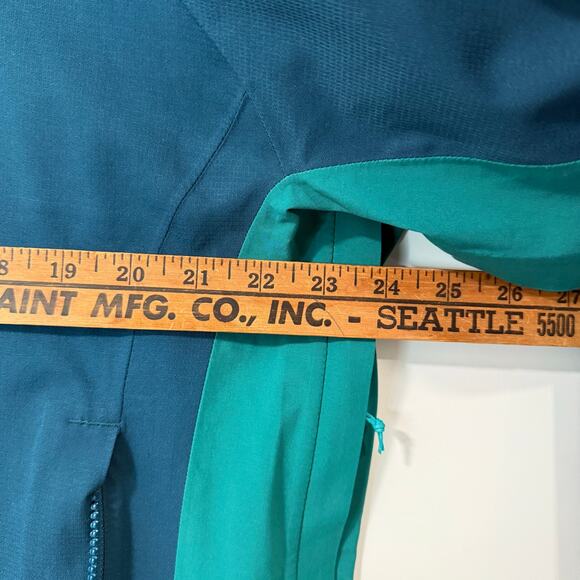 REI Co-op Women's Flash Stretch Rain Jacket Blue Teal 1X Plus Waterproof Shell - Picture 3 of 11